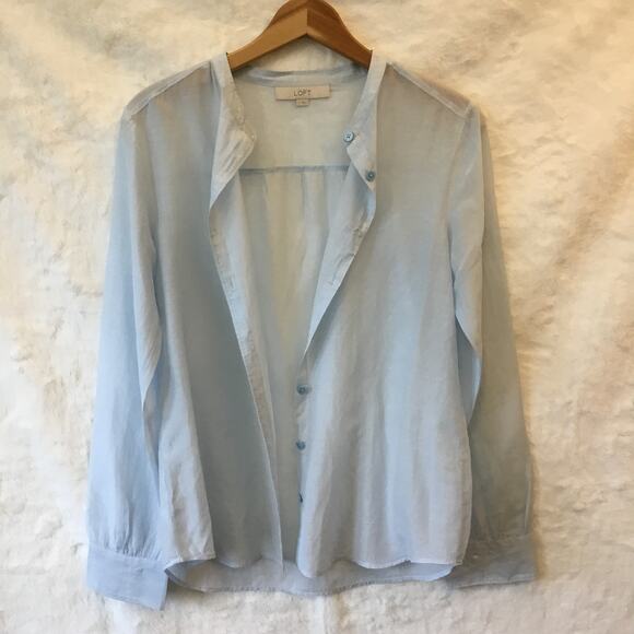 LOFT Light Blue Button Up Shirt - Picture 2 of 11